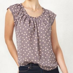 Lauren Conrad Pink Polka Dot Top Shirt Blouse Back Tie